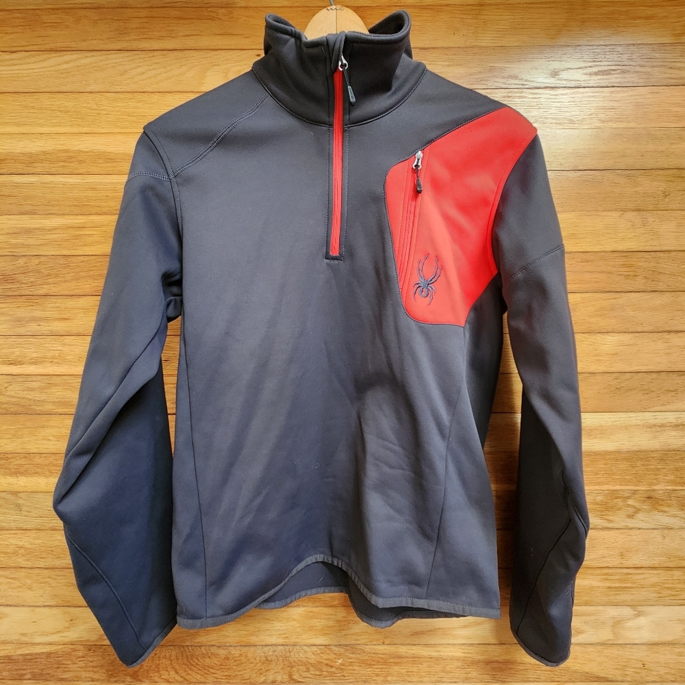 Spyder Men's Black and Red Fleece Jacket